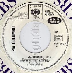 [Pochette de La jalousie (Pia COLOMBO)]