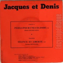 [Pochette de Prils pour une colombe (JACQUES ET DENIS) - verso]