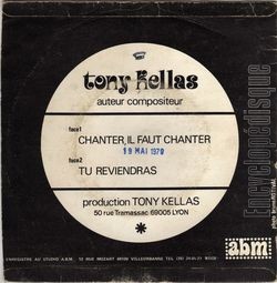 [Pochette de Chanter, il faut chanter (Tony KELLAS) - verso]