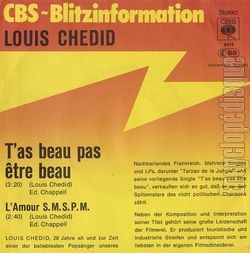 [Pochette de T’as beau pas tre beau (Louis CHEDID) - verso]