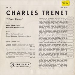 [Pochette de Douce France (Charles TRENET) - verso]