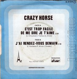 [Pochette de C’est trop facile de me dire je t’aime (CRAZY HORSE) - verso]