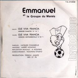 [Pochette de Ol ! Viva Francia (avec le groupe du Marais) (EMMANUEL) - verso]