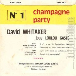 [Pochette de Champagne party (David Whitaker joue Loulou Gast) (David WHITAKER) - verso]