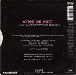 [Pochette de Avion de nuit (Agatha de CO) - verso]