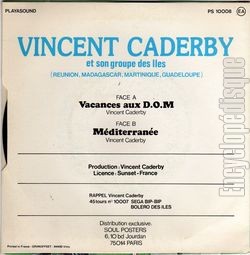 [Pochette de Vacances aux D.O.M. (Vincent CADERBY) - verso]