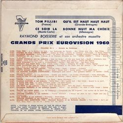 [Pochette de Grands prix 1960 (Raymond BOISSERIE) - verso]