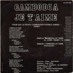 [Pochette de Cambodia je t’aime (NEARY) - verso]