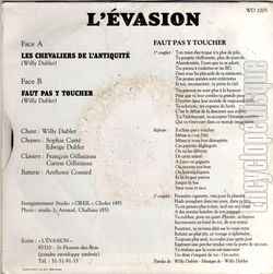 [Pochette de Les chevaliers de l’Antiquit (L’VASION) - verso]