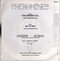 [Pochette de Ton dernier vol (PHNOMNES) - verso]