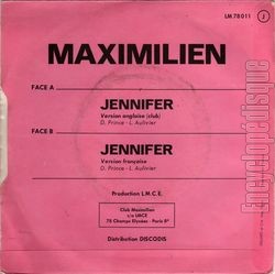 [Pochette de Jennifer (MAXIMILIEN) - verso]