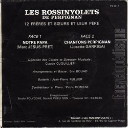 [Pochette de Notre papa (Les ROSSINYOLETS) - verso]