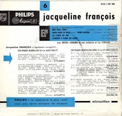 [Pochette de Que sera, sera (Jacqueline FRANOIS) - verso]