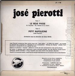 [Pochette de Le rve passe (Jos PIEROTTI) - verso]