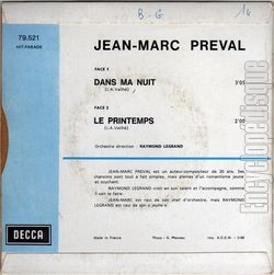 [Pochette de Dans ma nuit (Jean-Marc PRVAL) - verso]