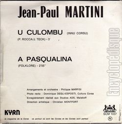 [Pochette de U colombu (miu Corsu) (Jean-Paul MARTINI) - verso]