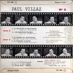 [Pochette de L’anthropopithque (Paul VILLAZ) - verso]