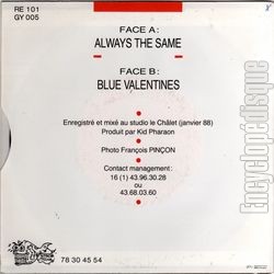 [Pochette de Always the same (BLUE VALENTINES) - verso]