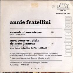 [Pochette de Casse-bonbons circus (Annie FRATELLINI et Pierre TAIX) - verso]