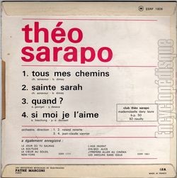 [Pochette de Tous mes chemins (Tho SARAPO) - verso]