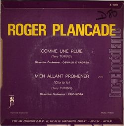 [Pochette de Comme une pluie (Roger PLANCADE) - verso]