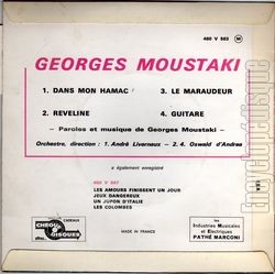 [Pochette de Dans mon hamac (Georges MOUSTAKI) - verso]