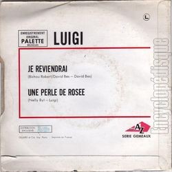 [Pochette de Je reviendrai (LUIGI) - verso]