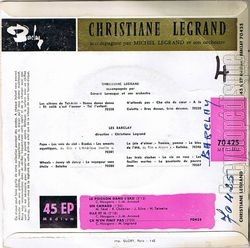 [Pochette de Le poisson dans l’eau (Christiane LEGRAND) - verso]