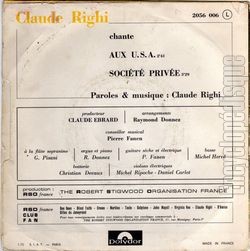 [Pochette de Aux USA (Claude RIGHI) - verso]