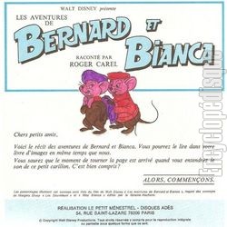 [Pochette de Les aventures de Bernard et Bianca (JEUNESSE) - verso]