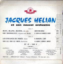 [Pochette de Bleu, blanc, blond (Jacques HLIAN) - verso]