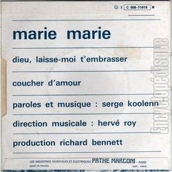 [Pochette de Dieu laisse-moi t’embrasser (MARIE MARIE) - verso]