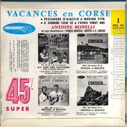 [Pochette de Vacances en corse (Antoine BONELLI) - verso]