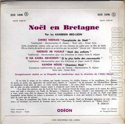 [Pochette de Nol en Bretagne (Les KANERIEN BRO-LEON) - verso]