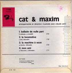 [Pochette de La ballade de nulle part (CAT & MAXIM (LE FORESTIER)) - verso]