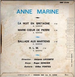 [Pochette de La nuit en Bretagne (Anne MARINE) - verso]