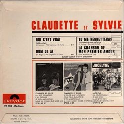 [Pochette de Oui, c’est vrai (CLAUDETTE et SYLVIE) - verso]