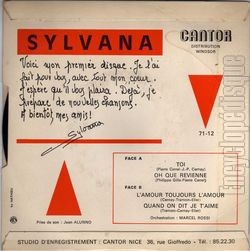 [Pochette de Toi (SYLVANA) - verso]