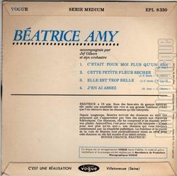 [Pochette de C’tait pour moi plus qu’un ami (Batrice AMY) - verso]