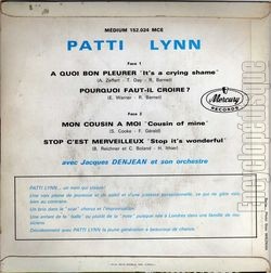 [Pochette de  quoi bon pleurer (Patti LYNN) - verso]