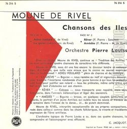 [Pochette de Chansons des les (Moune de RIVEL) - verso]