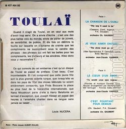 [Pochette de La chanson de l’oubli, (TOULA) - verso]