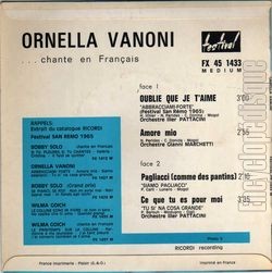 [Pochette de Oublie que je t’aime (Ornella VANONI) - verso]