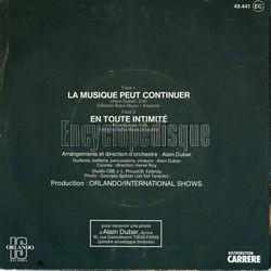 [Pochette de La musique peut continuer (Alain DUBAR) - verso]