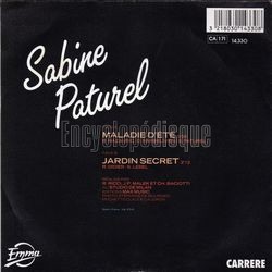 [Pochette de Maladie d’t (Sabine PATUREL) - verso]