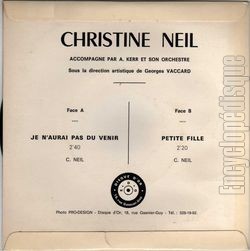 [Pochette de Je n’aurai pas d venir (Christine NEIL) - verso]