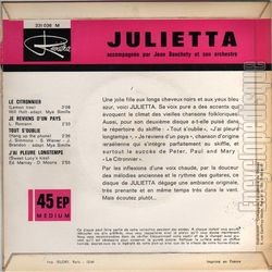 [Pochette de Le citronnier (JULIETTA) - verso]