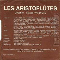 [Pochette de 10 annes d’amitis (Les ARISTOFLTES) - verso]