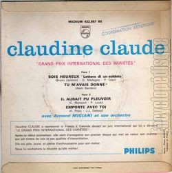 [Pochette de Sois heureux (Claudine CLAUDE) - verso]