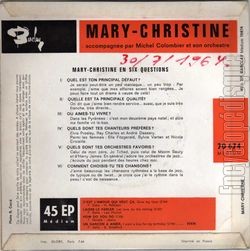 [Pochette de C’est l’amour qui veut a (MARY CHRISTINE) - verso]